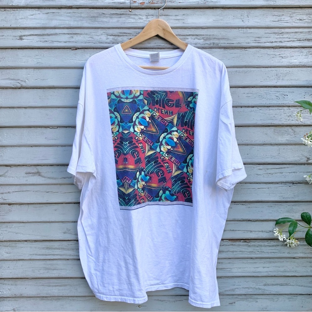 Sold Vintage 90s Glenn Miller Orchestra Kaleidoscope oversized Tee Size 3X